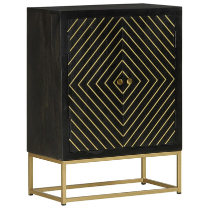 Credenza con 2 Ante Nero e Oro 55x30x75 cm Legno Massello Mango - homemem39