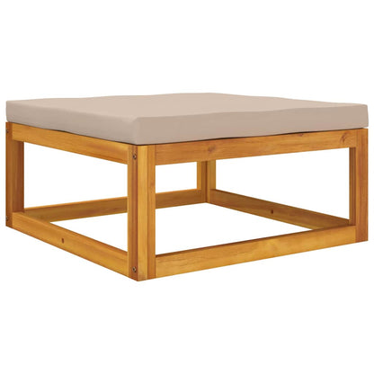 Poggiapiedi Giardino con Cuscino Tortora Legno Massello Acacia - homemem39