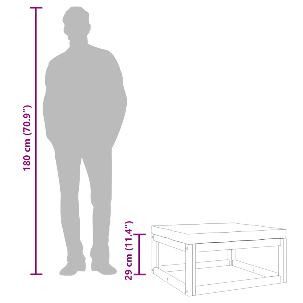 Poggiapiedi Giardino con Cuscino Tortora Legno Massello Acacia - homemem39