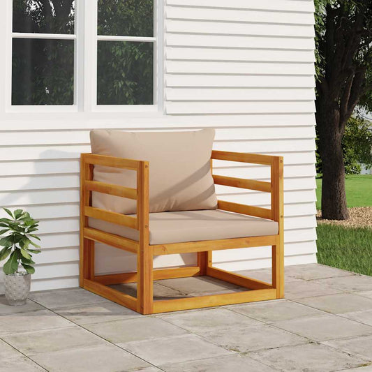 Poltrona da Giardino con Cuscini Tortora Legno Massello Acacia | homemem39