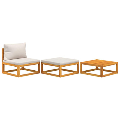 Set Mobili da Giardino 3pz con Cuscini Legno Massello di Acacia