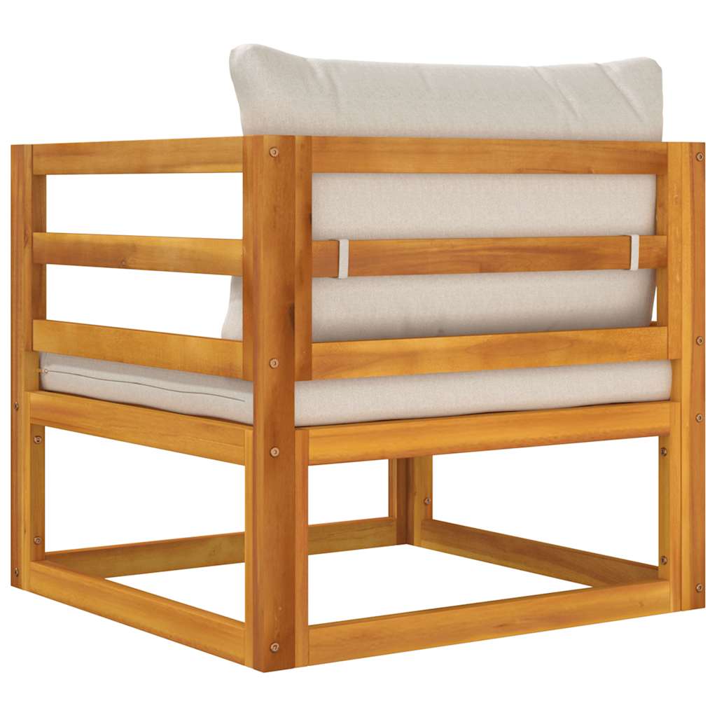 Poltrona Giardino Cuscini Grigio Chiaro Legno Massello Acacia - homemem39