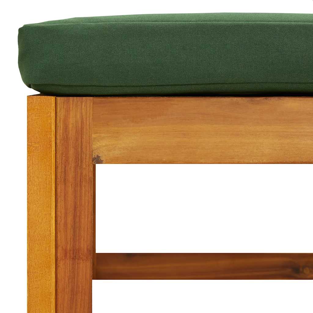 Poggiapiedi da Giardino con Cuscino Verde Legno Massello Acacia - homemem39