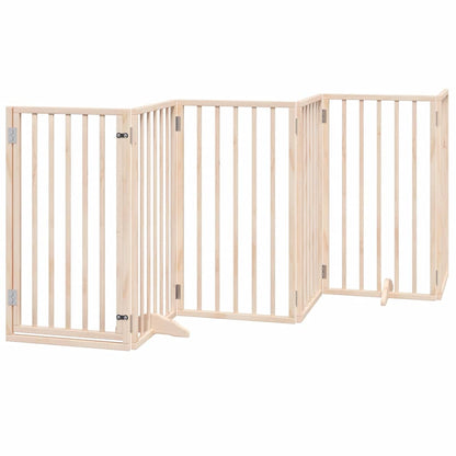 Cancelletto per cani con porta pieghevole 6 pannelli 300 cm in legno di pioppo | homemem39