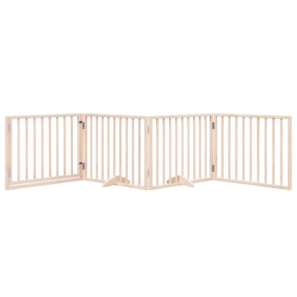 Cancelletto per cani con porta pieghevole 4 pannelli 320 cm in legno di pioppo | homemem39