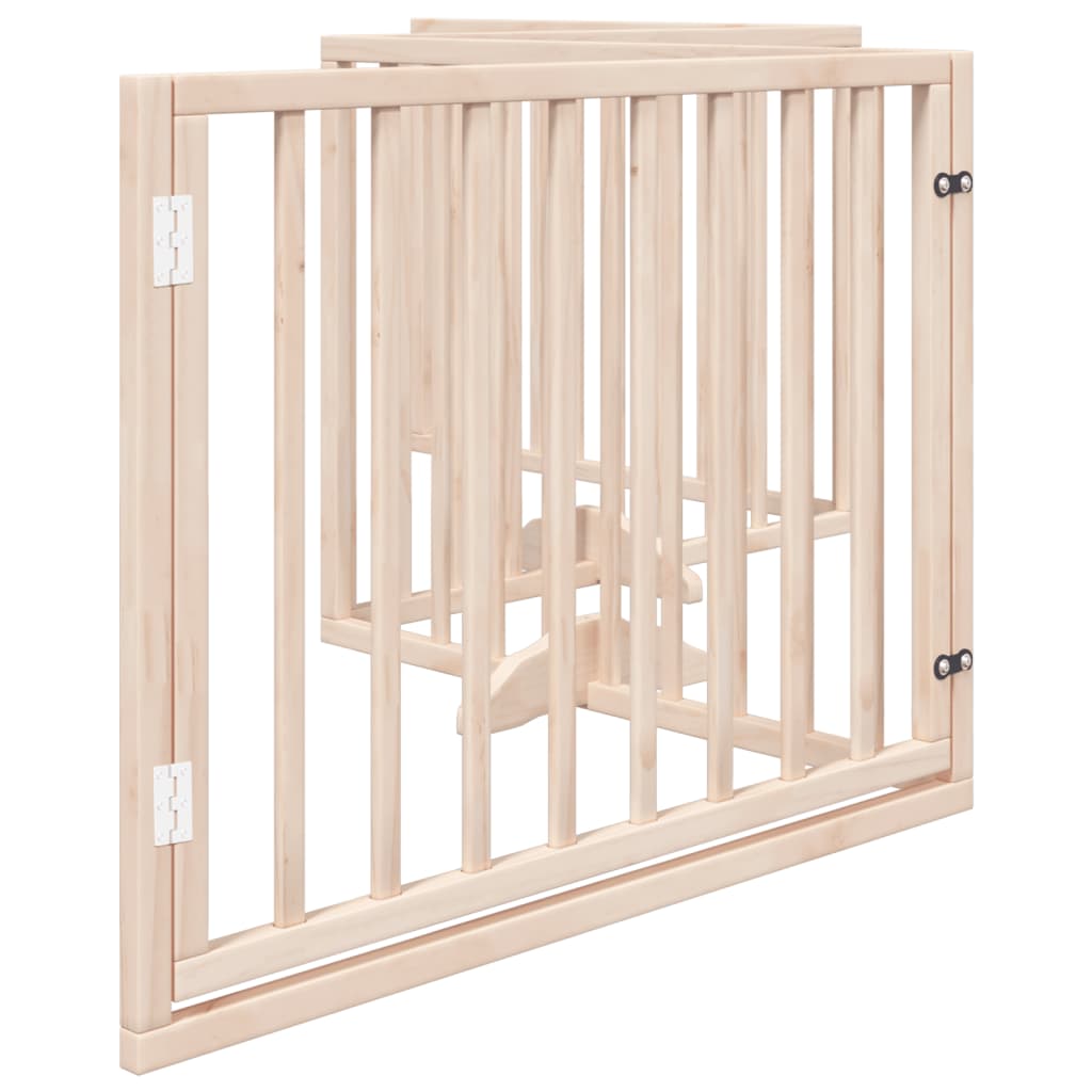 Cancelletto per cani con porta pieghevole 4 pannelli 320 cm in legno di pioppo | homemem39