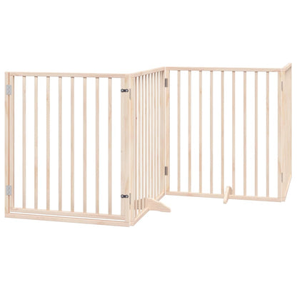 Cancello per Cani con Porta Pieghevole 4 Pannelli 320 cm Pioppo | homemem39