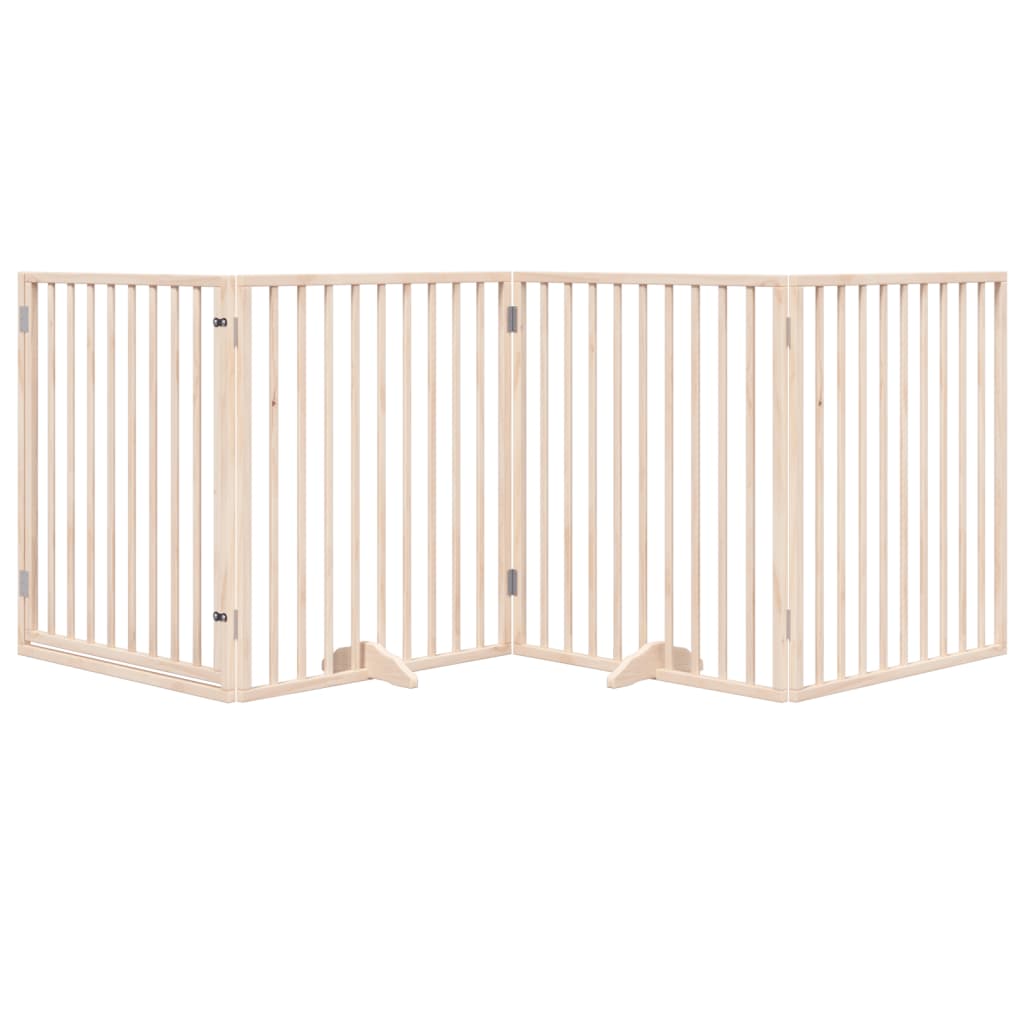 Cancello per Cani con Porta Pieghevole 4 Pannelli 320 cm Pioppo | homemem39
