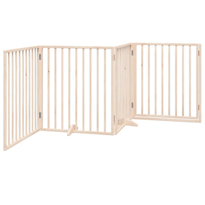 Cancello per Cani con Porta Pieghevole 4 Pannelli 320 cm Pioppo