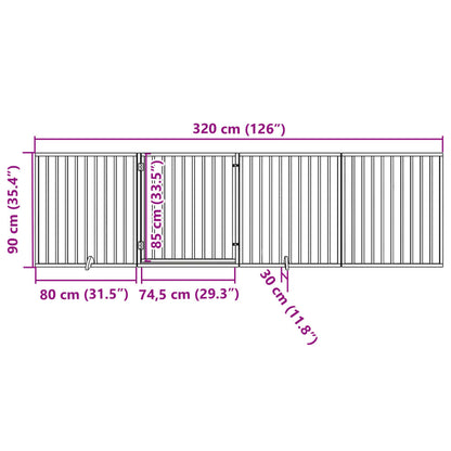 Cancello per Cani con Porta Pieghevole 4 Pannelli 320 cm Pioppo | homemem39