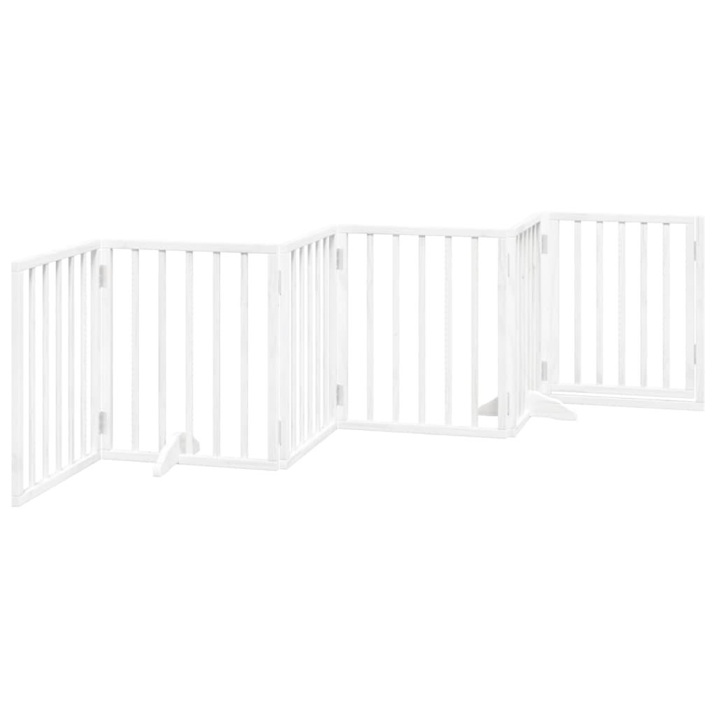 Cancello Cani Porta Pieghevole Bianco 6 Pannelli 300 cm Pioppo | homemem39