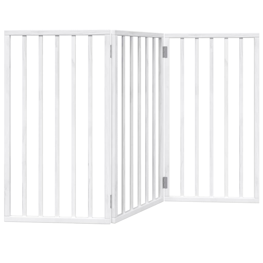 Cancelletto per cani pieghevole a 3 pannelli bianco 150 cm in legno di pioppo | homemem39