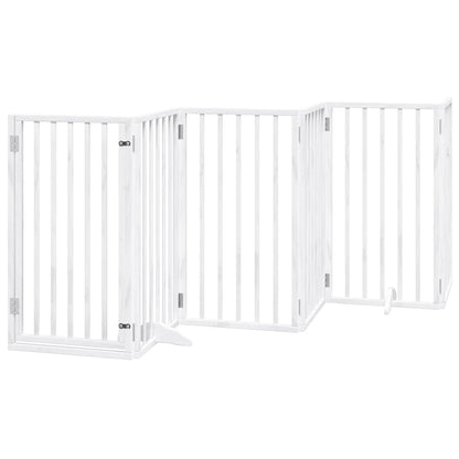 Cancelletto per cani con porta pieghevole 6 pannelli bianco 300 cm in legno di pioppo | homemem39