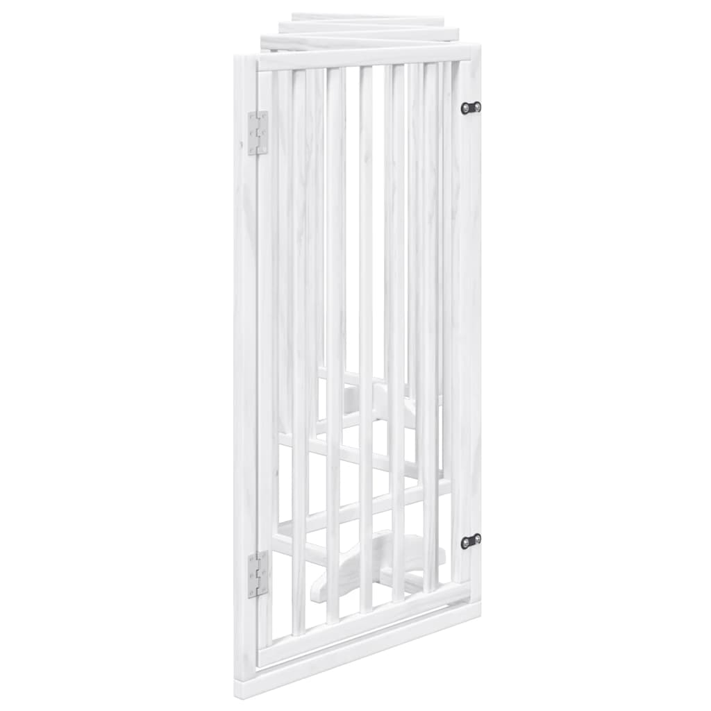 Cancelletto per cani con porta pieghevole 6 pannelli bianco 300 cm in legno di pioppo | homemem39