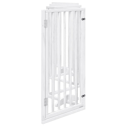 Cancelletto per cani con porta pieghevole 6 pannelli bianco 300 cm in legno di pioppo | homemem39