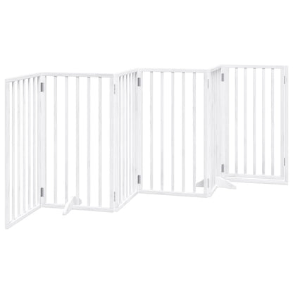 Cancelletto per cani con porta pieghevole 6 pannelli bianco 300 cm in legno di pioppo | homemem39