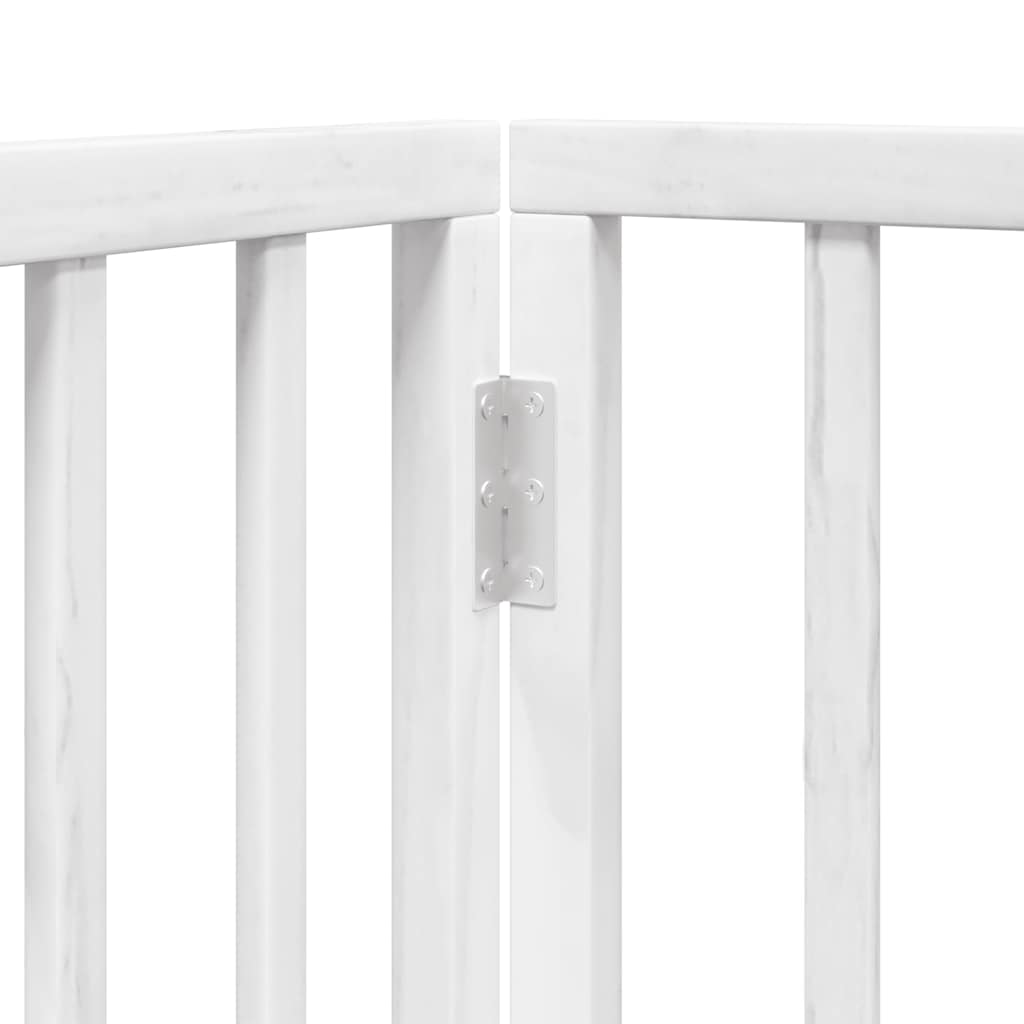 Cancelletto per cani con porta pieghevole 6 pannelli bianco 300 cm in legno di pioppo | homemem39