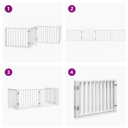 Cancello Cani Porta Pieghevole Bianco 4 Pannelli 320 cm Pioppo | homemem39