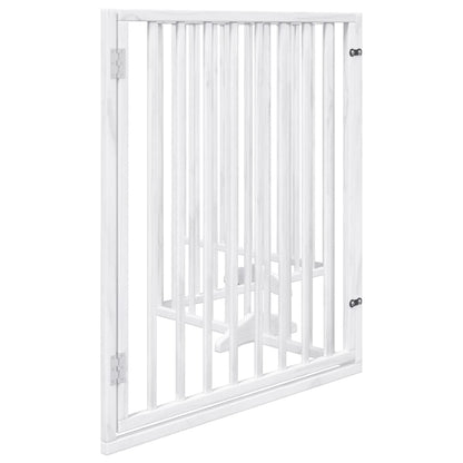 Cancelletto per cani con porta pieghevole 4 pannelli bianco 320 cm in legno di pioppo