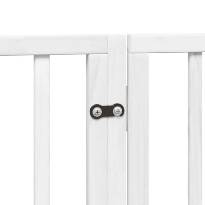 Cancelletto per cani con porta pieghevole 4 pannelli bianco 320 cm in legno di pioppo