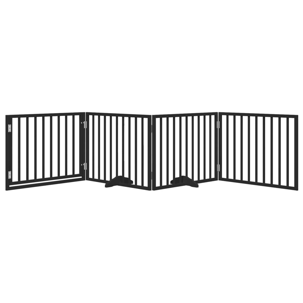 Cancello per Cani Porta Pieghevole Nero 4 Pannelli 320cm Pioppo | homemem39