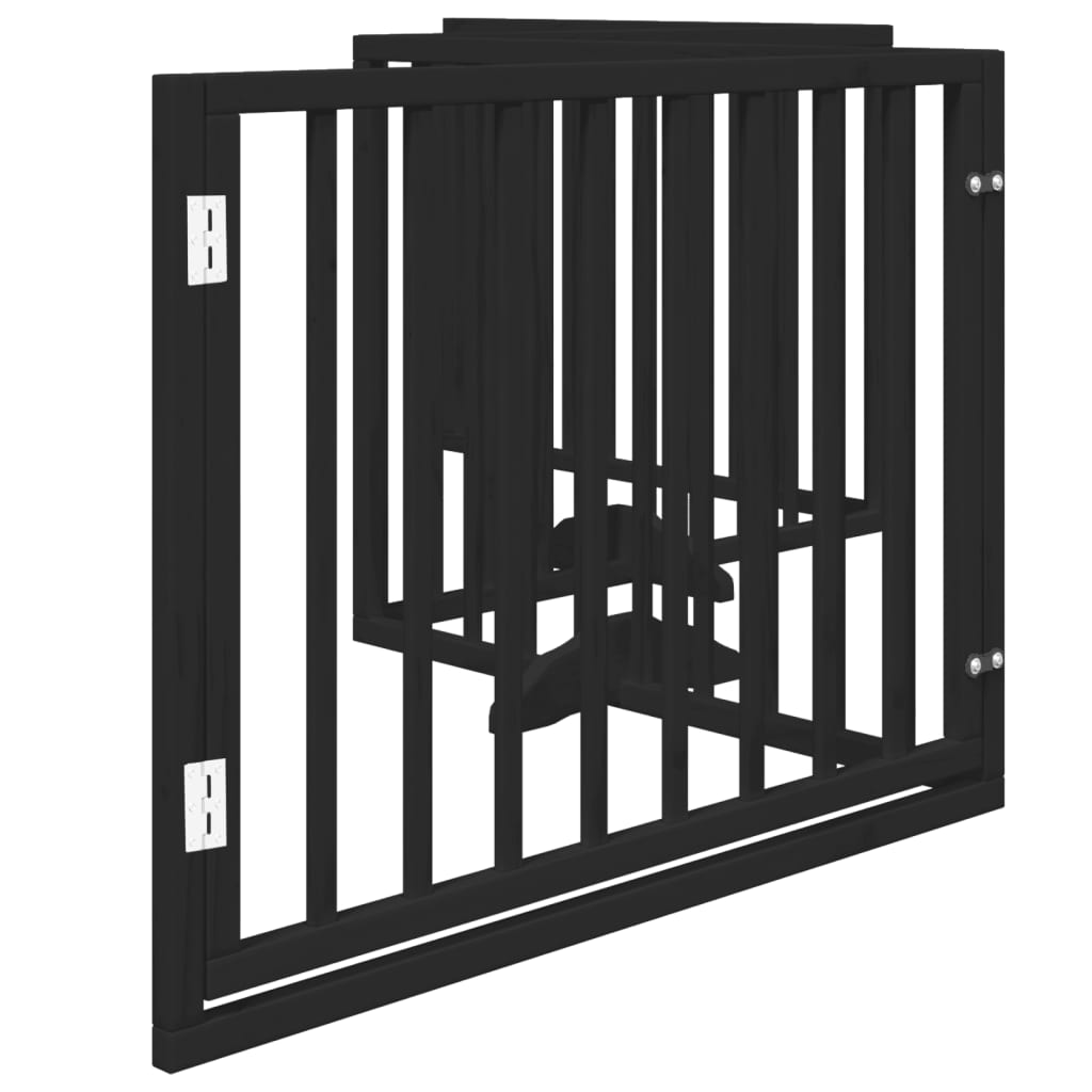 Cancello per Cani Porta Pieghevole Nero 4 Pannelli 320cm Pioppo | homemem39