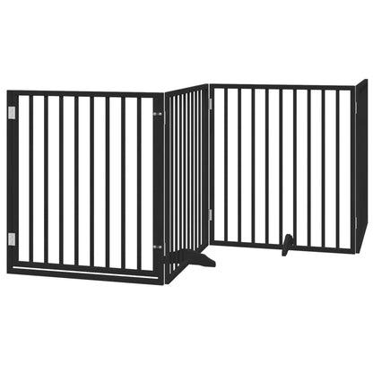 Cancello per Cani Porta Pieghevole Nero 4 Pannelli 320cm Pioppo | homemem39