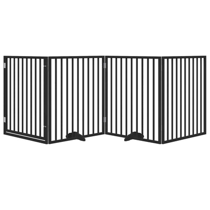 Cancello per Cani Porta Pieghevole Nero 4 Pannelli 320cm Pioppo | homemem39