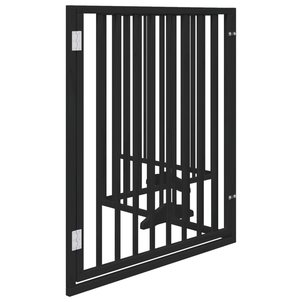 Cancello per Cani Porta Pieghevole Nero 4 Pannelli 320cm Pioppo | homemem39