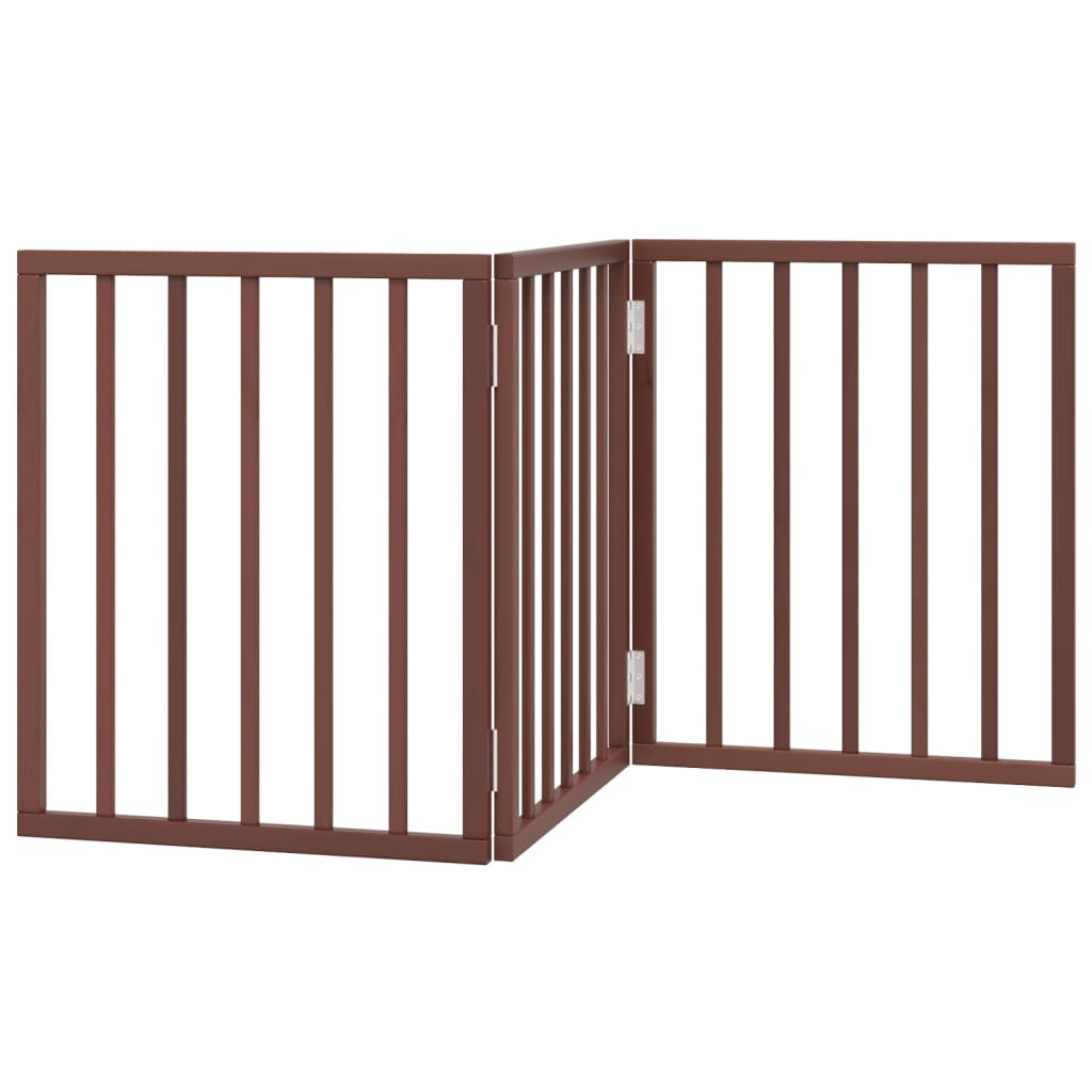 Cancello Cani Pieghevole 3 Pannelli Marrone 150cm Legno Pioppo | homemem39