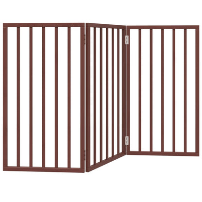 Cancello Cani Pieghevole 3 Pannelli Marrone 150cm Legno Pioppo | homemem39