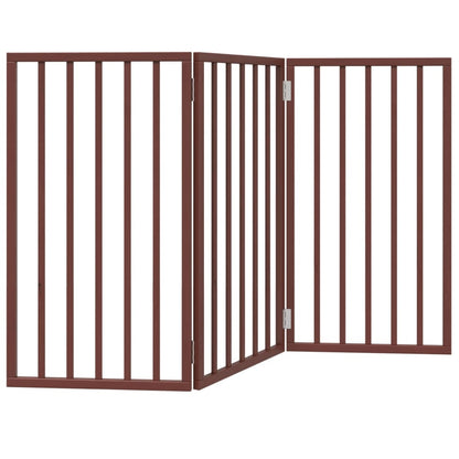Cancello Cani Pieghevole 3 Pannelli Marrone 150cm Legno Pioppo | homemem39