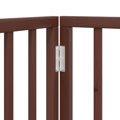 Cancello Cani Pieghevole 3 Pannelli Marrone 150cm Legno Pioppo | homemem39