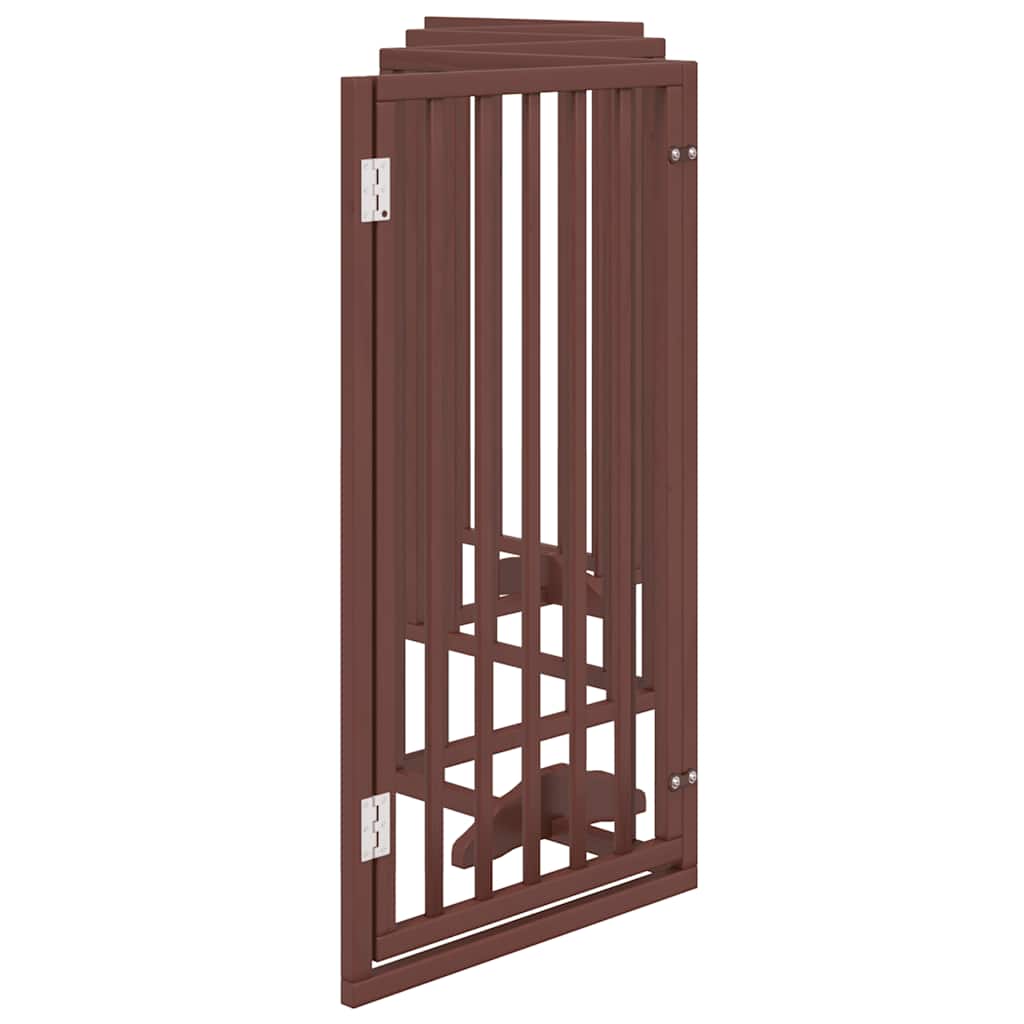 Cancelletto per cani con porta pieghevole 6 pannelli marrone 300 cm in legno di pioppo | homemem39