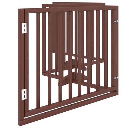 Cancelletto per cani con porta pieghevole 4 pannelli marrone 320 cm in legno di pioppo