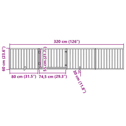 Cancelletto per cani con porta pieghevole 4 pannelli marrone 320 cm in legno di pioppo | homemem39
