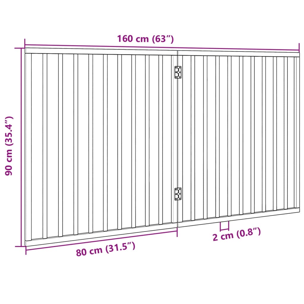 Cancello Cani Pieghevole 2 Pannelli Marrone 160cm Legno Pioppo | homemem39