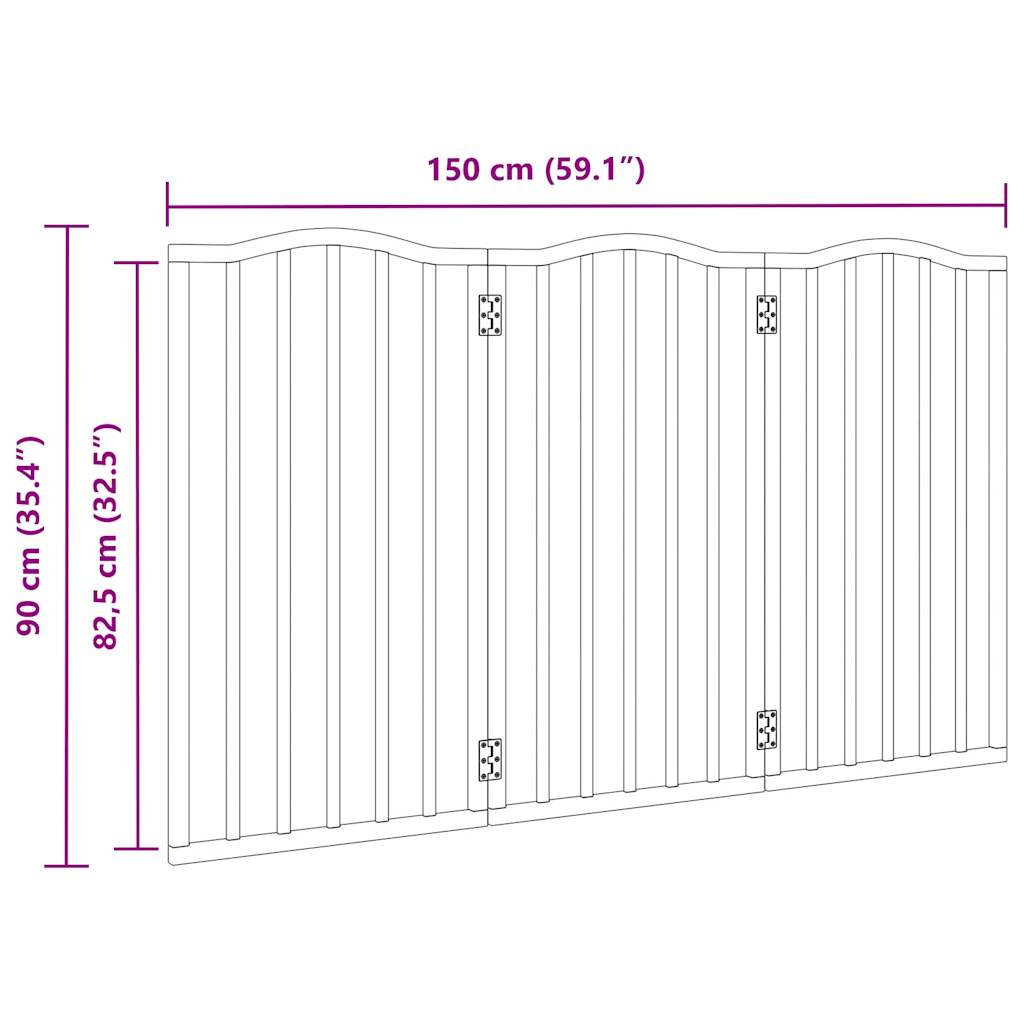 Cancello per Cani Pieghevole 3 Pannelli 150 cm Legno di Pioppo | homemem39
