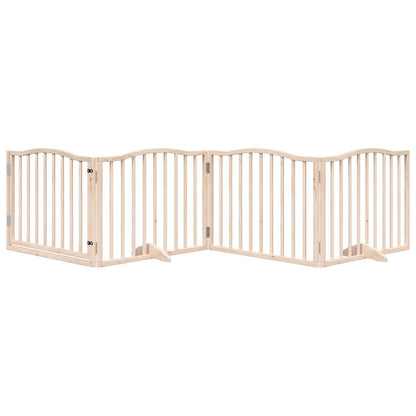 Cancello per Cani con Porta Pieghevole 4 Pannelli 320 cm Pioppo