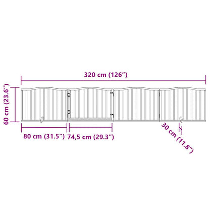 Cancello per Cani con Porta Pieghevole 4 Pannelli 320 cm Pioppo | homemem39
