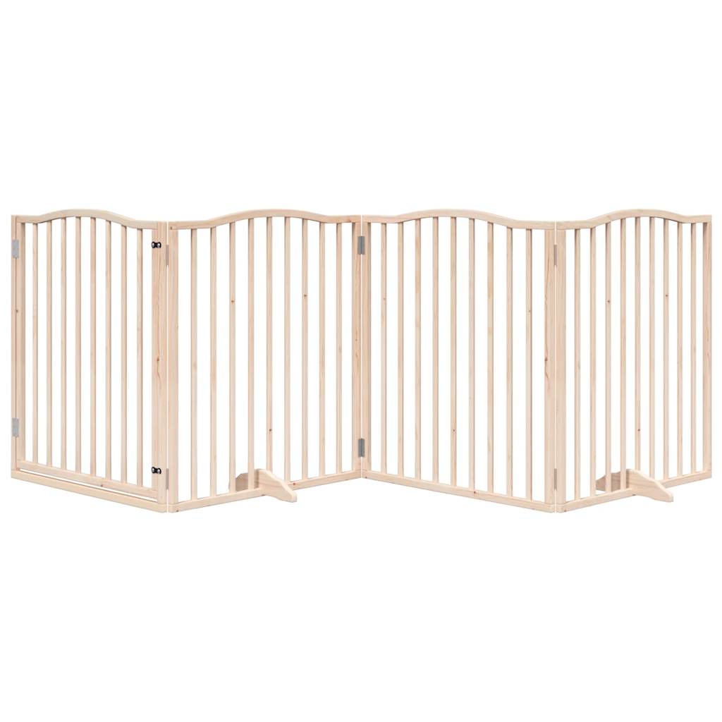 Cancello per Cani con Porta Pieghevole 4 Pannelli 320 cm Pioppo | homemem39