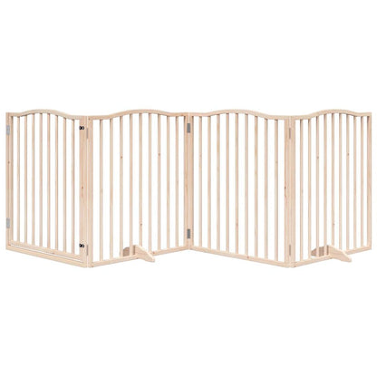 Cancello per Cani con Porta Pieghevole 4 Pannelli 320 cm Pioppo | homemem39