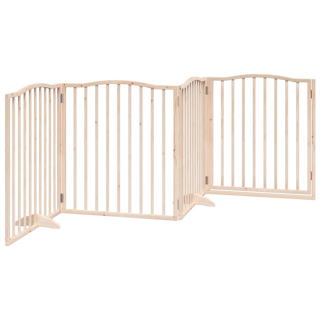 Cancello per Cani con Porta Pieghevole 4 Pannelli 320 cm Pioppo | homemem39