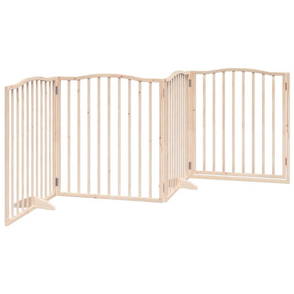 Cancello per Cani con Porta Pieghevole 4 Pannelli 320 cm Pioppo | homemem39