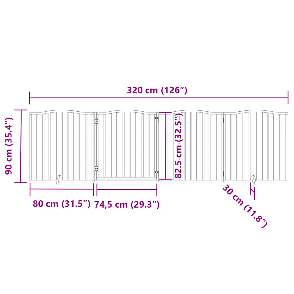 Cancello per Cani con Porta Pieghevole 4 Pannelli 320 cm Pioppo | homemem39