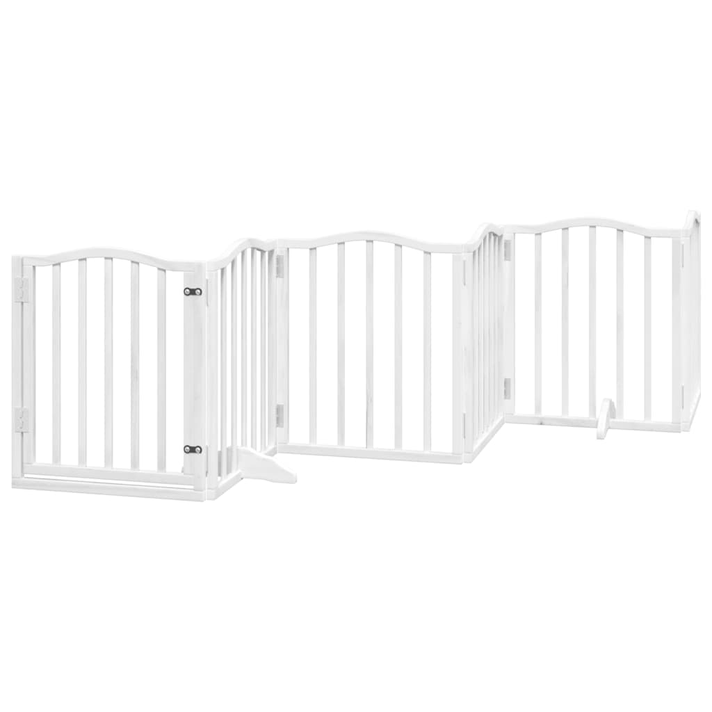 Cancello Cani Porta Pieghevole Bianco 6 Pannelli 300 cm Pioppo | homemem39