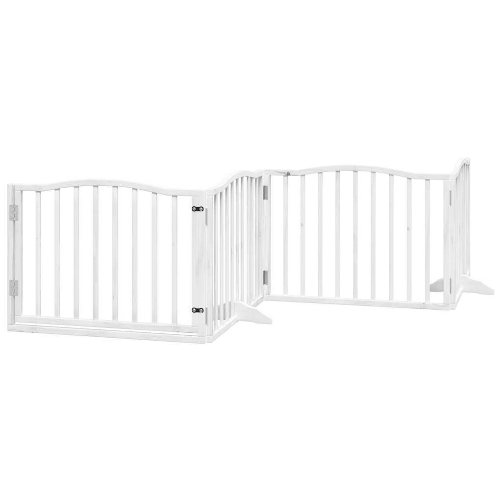 Cancello Cani Porta Pieghevole Bianco 4 Pannelli 320 cm Pioppo | homemem39