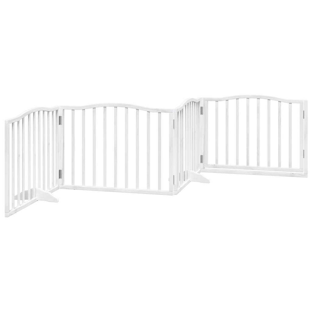 Cancello Cani Porta Pieghevole Bianco 4 Pannelli 320 cm Pioppo | homemem39