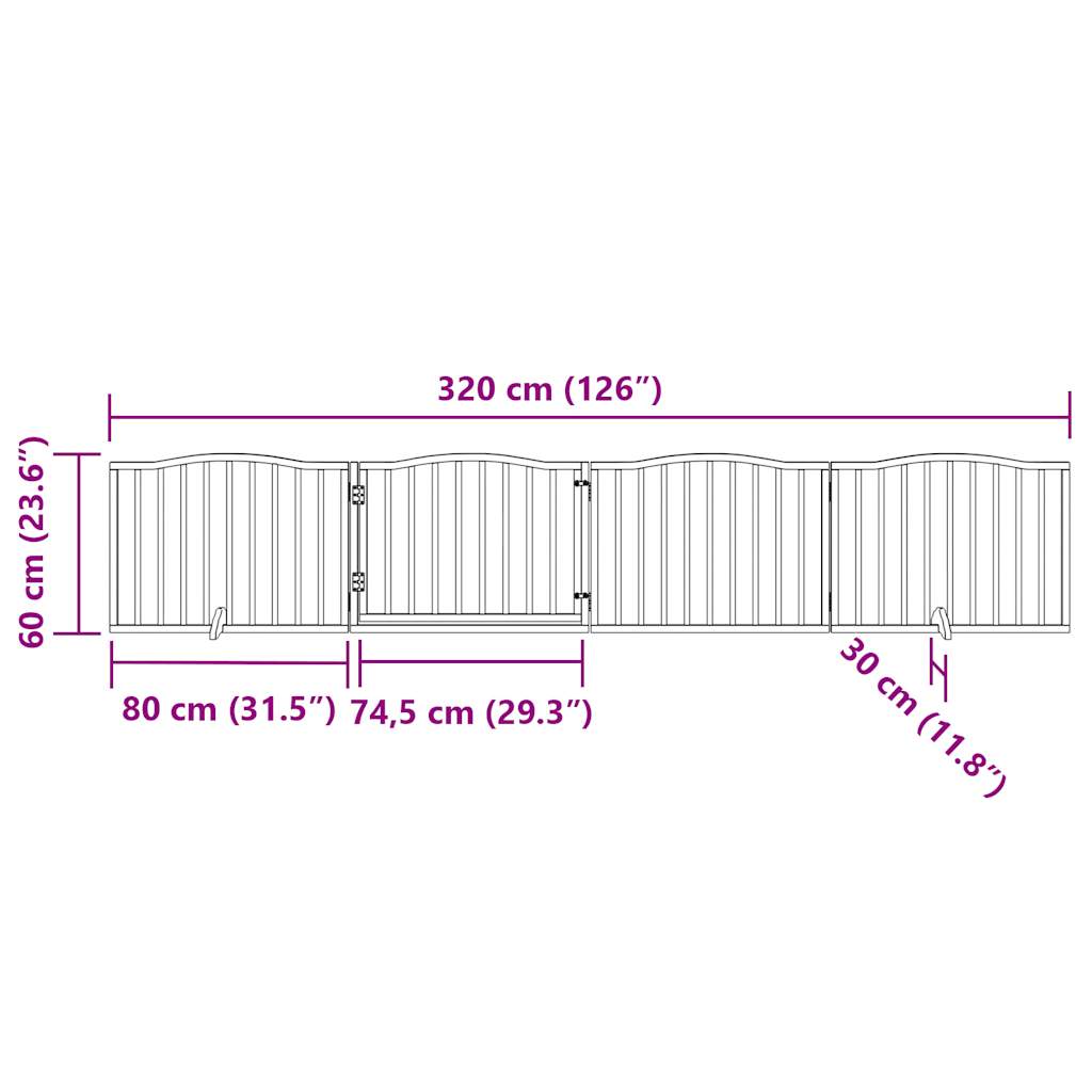 Cancello Cani Porta Pieghevole Bianco 4 Pannelli 320 cm Pioppo | homemem39