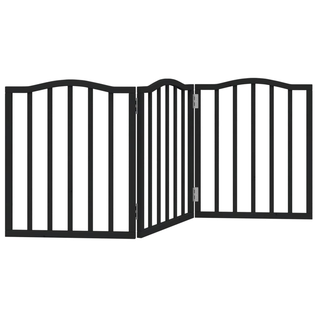 Cancello per Cani Pieghevole 3 Pannelli Nero 150cm Legno Pioppo | homemem39